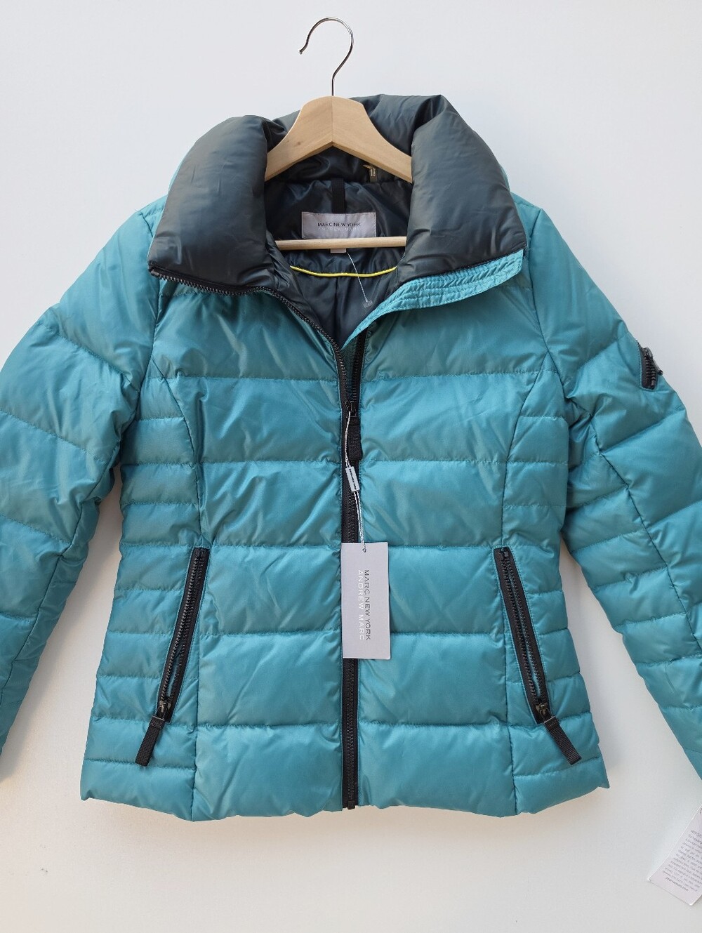 Andrew Marc New York Perry Tea Teal Puffer Full Zip Jacket